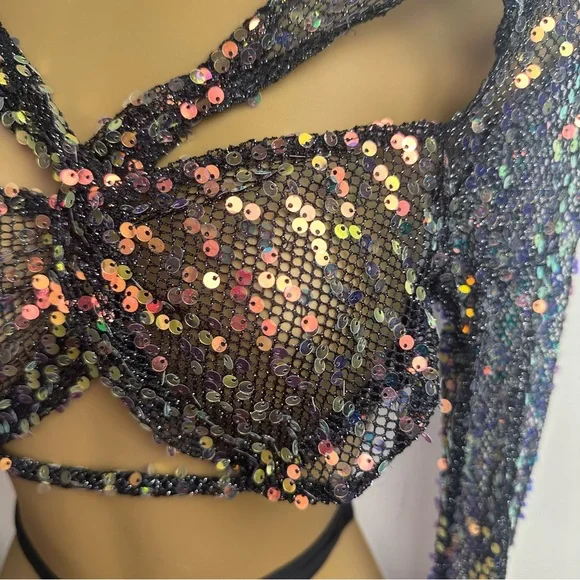 Dolls Kill Sequin Mesh Crop Top - Multicolor - Picture 11 of 15